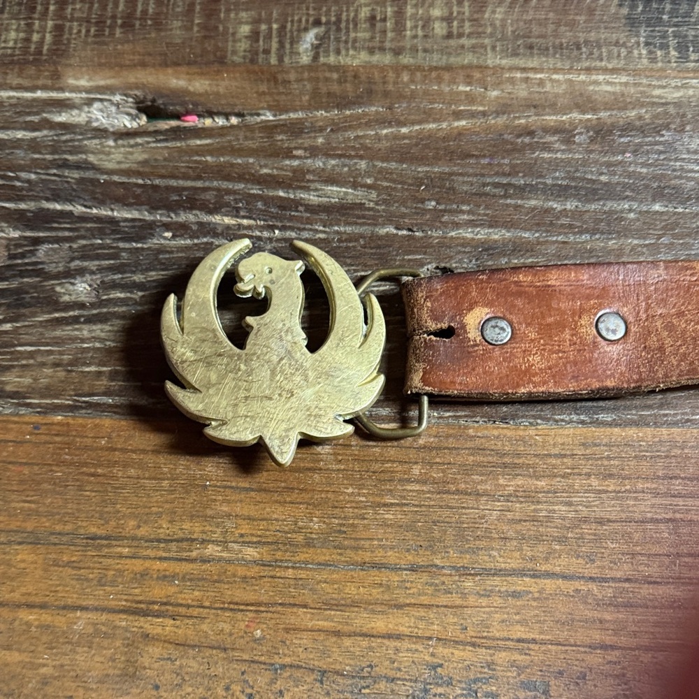 Men's Gold Phoenix Belt with Brown Leather Strap